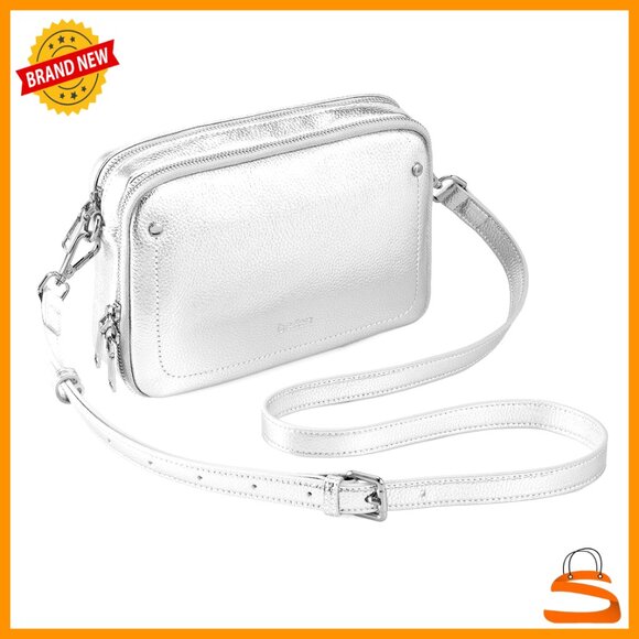 Handbags - Genuine Leather Crossbody Bag with RFID Wallet, Adjustable Strap